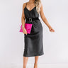 Glam Expectations Satin Midi in Black Image - 1