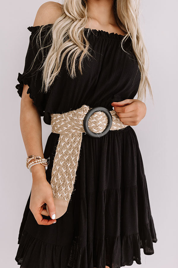 Style Muse Woven Belt In Tan