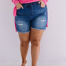 The Quest Midrise Shorts In Medium Wash Curves Image - 1