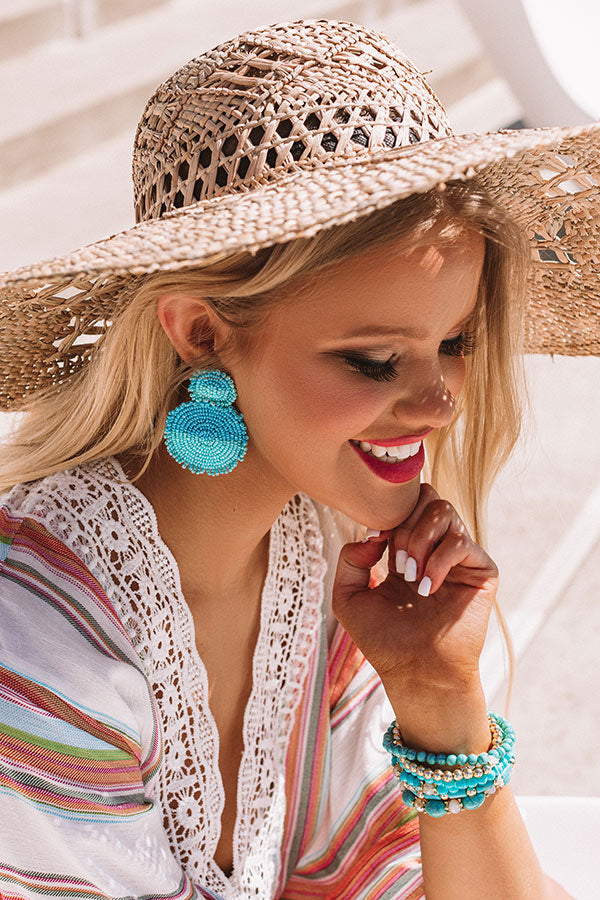 Planting Kisses Beaded Earrings In Aqua