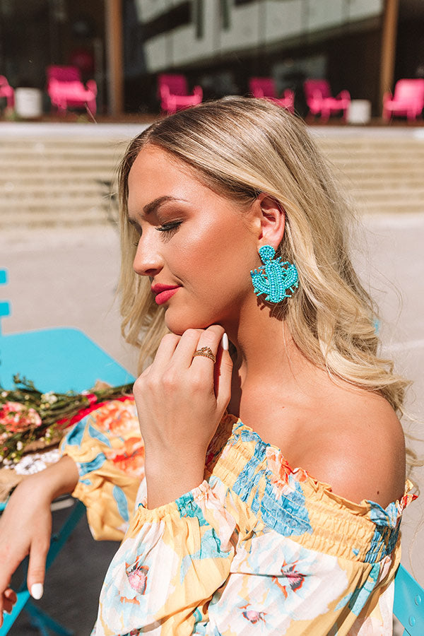 Let's Stick Together Beaded Earrings In Turquoise