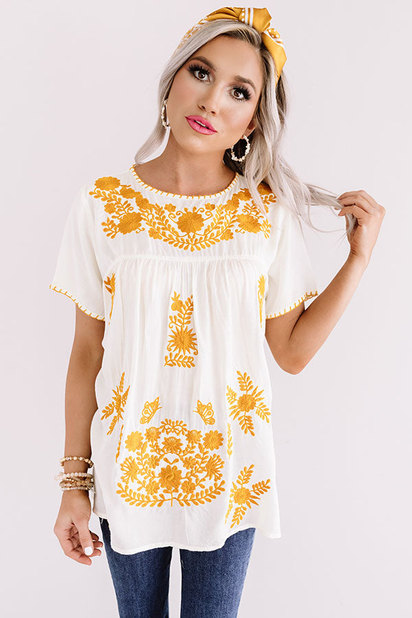 Cozy Cabana Embroidered Top In Ivory Image - 4