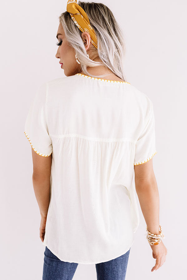 Cozy Cabana Embroidered Top In Ivory Image - 5