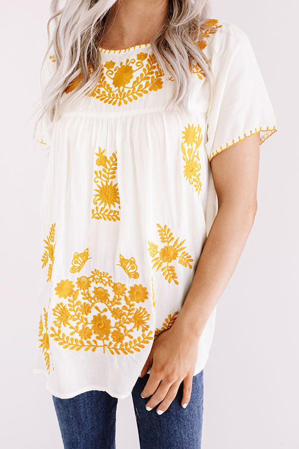 Cozy Cabana Embroidered Top In Ivory Image - 1
