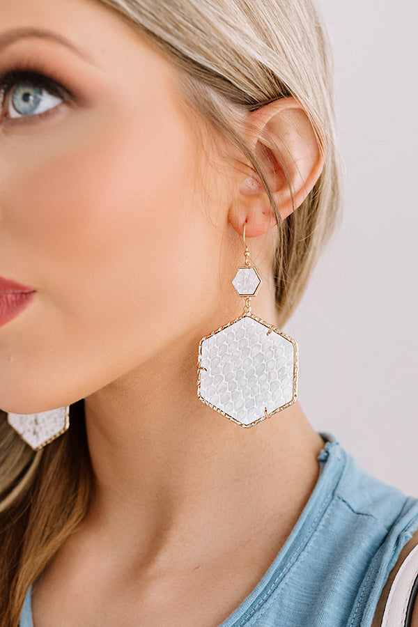 Vegas Suite Snake Print Earring in White