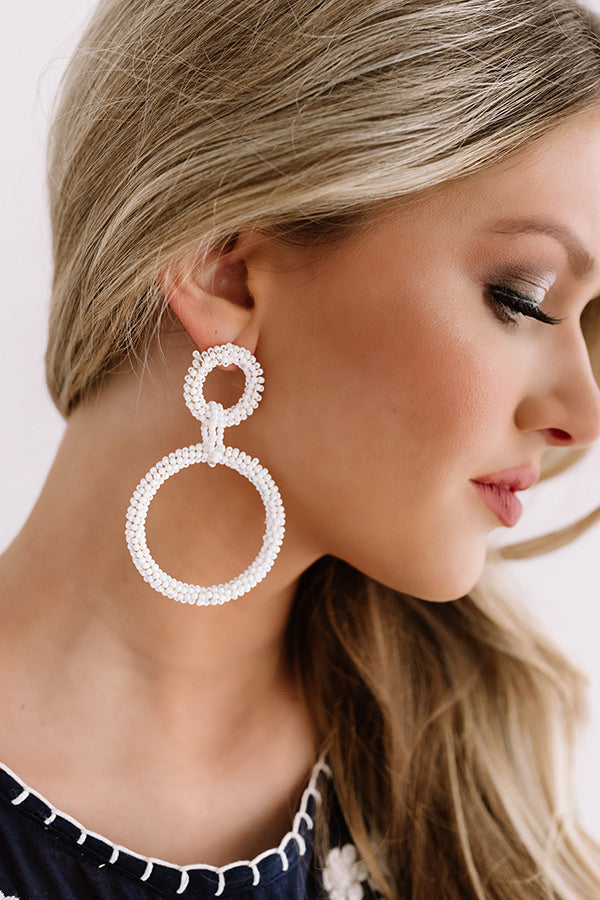 Pebble Beach Party Beaded Earring in White
