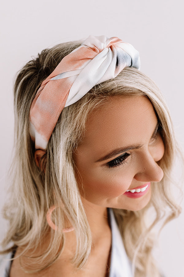 Hard To Top Tie Dye Headband In Peach