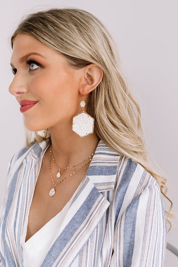 Vegas Suite Snake Print Earring in Cream