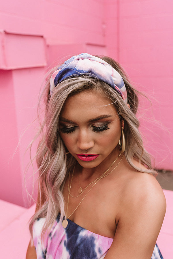 Hard To Top Tie Dye Headband In Blue