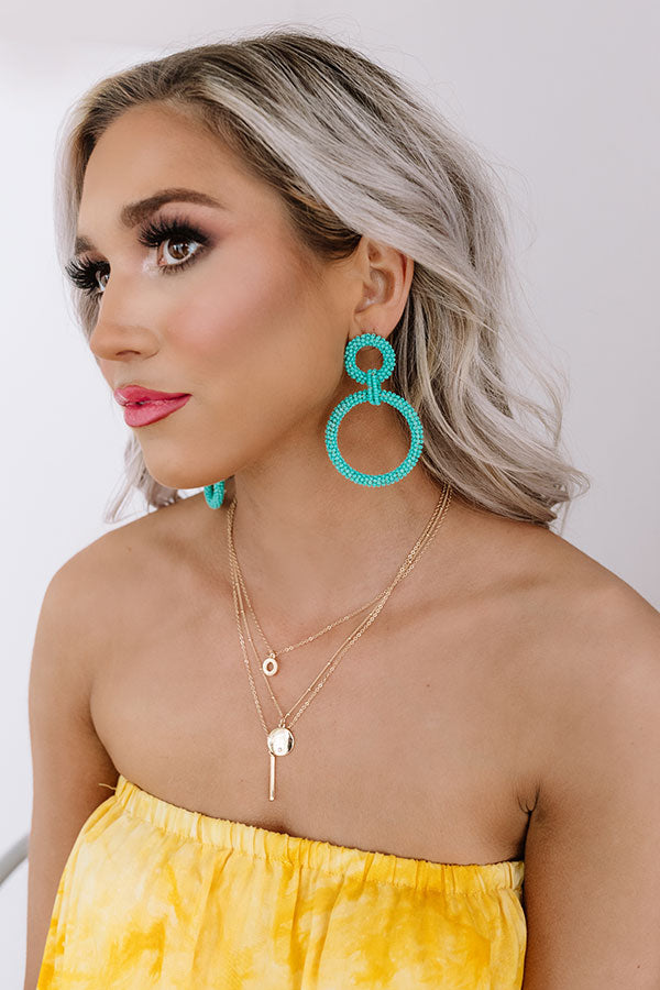 Pebble Beach Party Beaded Earring in Turquoise