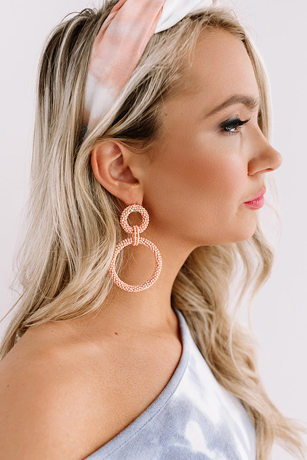 Pebble Beach Party Beaded Earring in Peach
