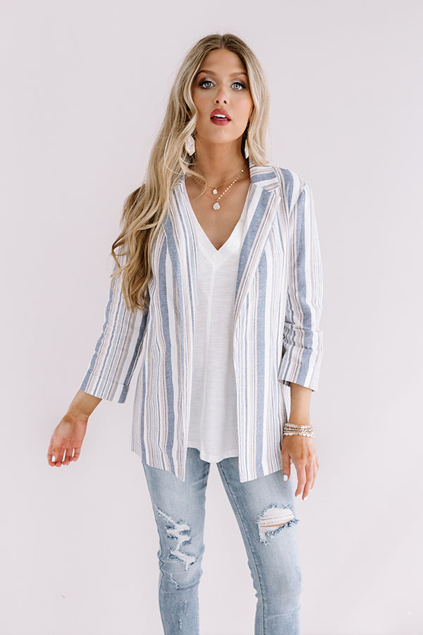 Ticket To Happiness Stripe Blazer
