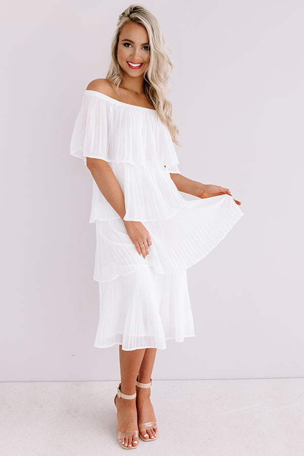 Top Of The World Tiered Dress In White