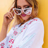 Quay X JLO Reina Cat Eye Sunnies In Ivory Image - 1