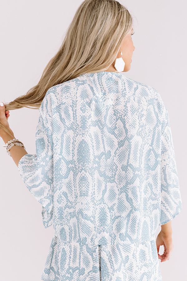 Notoriously Chic Snake Print Tie Top In Teal Image - 5