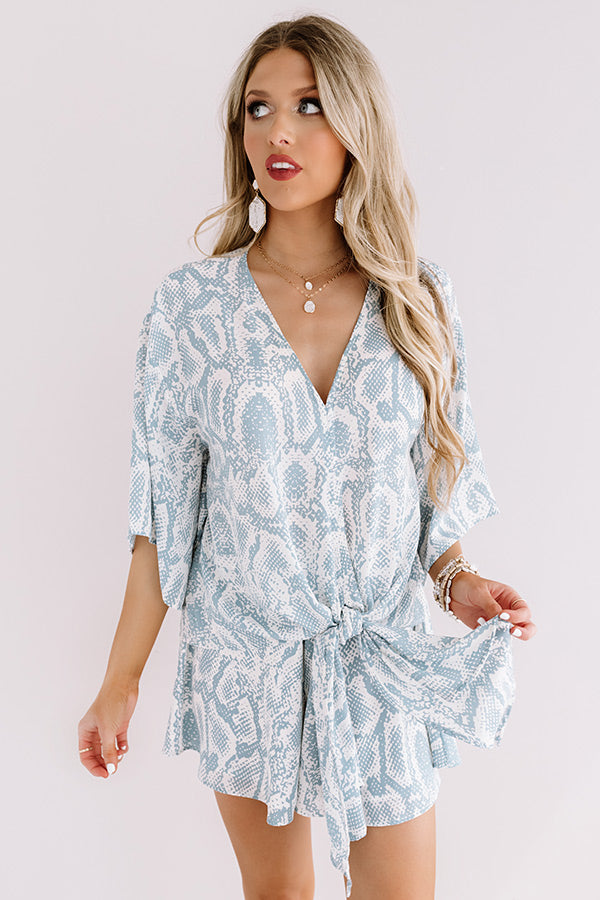 Notoriously Chic Snake Print Tie Top In Teal Image - 4