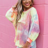 First Kiss Tie Dye Sweatshirt In Neon Yellow Image - 1