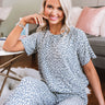 Committed To Cozy Leopard Top In Charcoal Image - 1