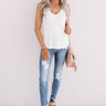 Taking Aim Knit Tank In White Image - 1