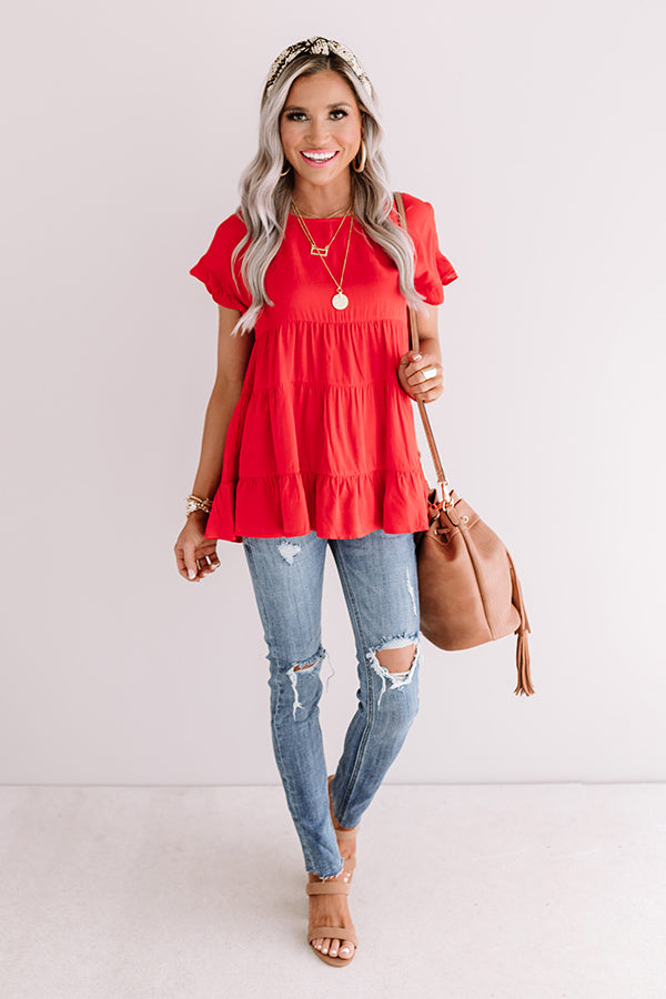 Simply Southern Babydoll Top in Red