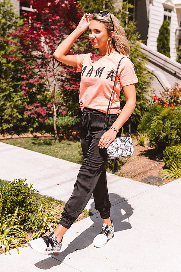 The Nicola High Waist Satin Joggers In Black