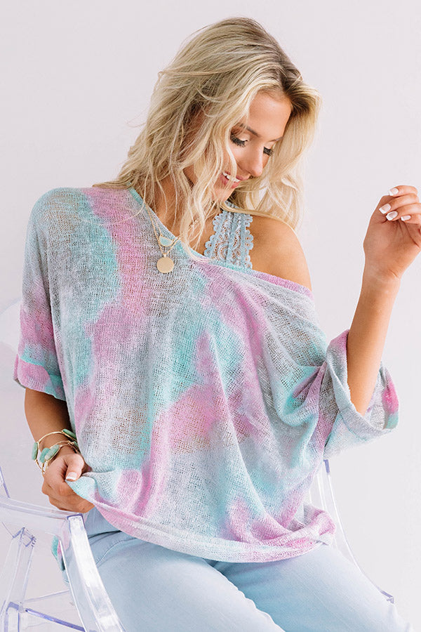 Serving Up Chic Knit Tie Dye Top In Purple