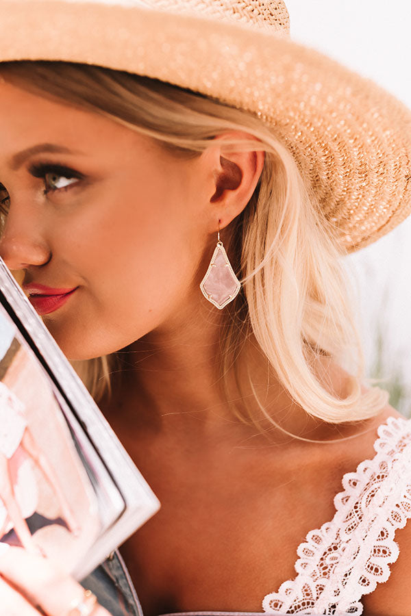 Kendra Scott Alex Gold Drop Earrings in Rose Quartz Image - 4