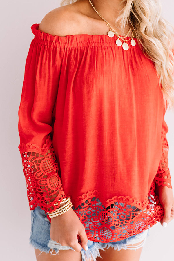 Docking At Sunset Crochet Top In Red Image - 5