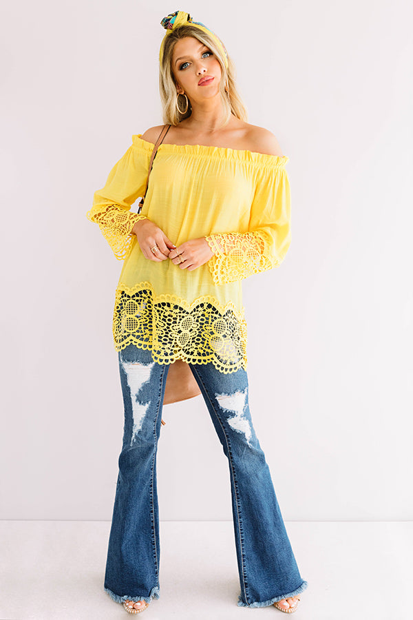 Docking At Sunset Crochet Top In Yellow Image - 3