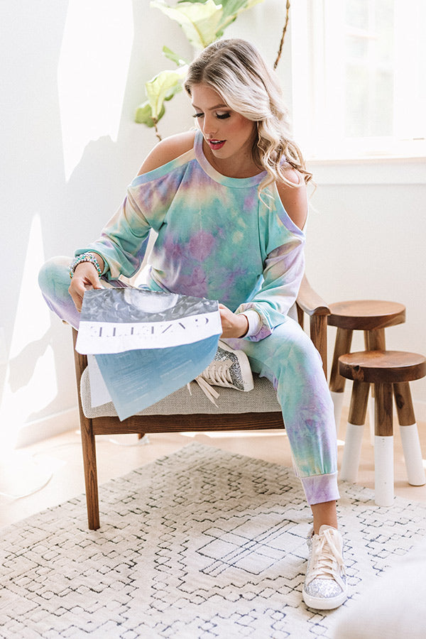 Cue The Confetti Tie Dye Joggers In Purple Image - 2