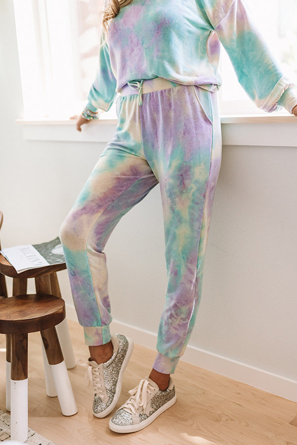 Cue The Confetti Tie Dye Joggers In Purple Image - 1
