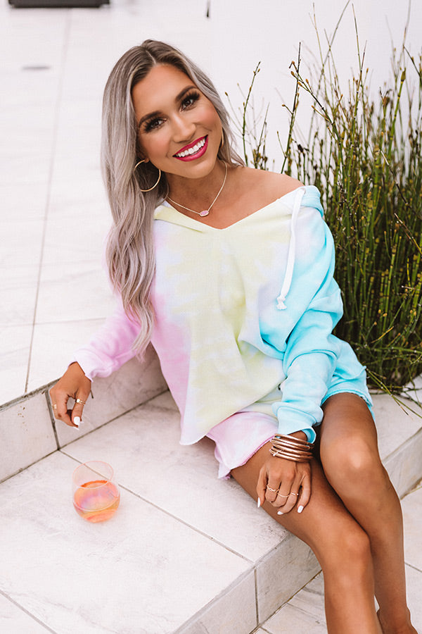 Cozy Sense Tie Dye Hoodie In Yellow