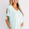 Away On A Jet Plane Shift Top In Mint Image - 1