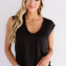 Champagne Sparkler Satin Shift Top in Black Image - 1