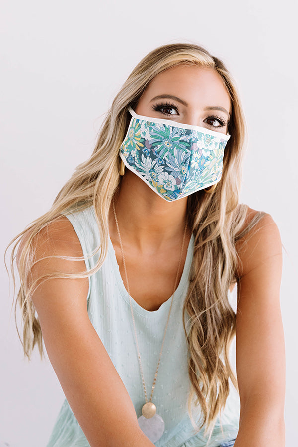 Flower Bomb Cloth Face Mask in Blue