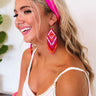 Sunrise Sangria Beaded Earrings In Fuchsia Image - 1