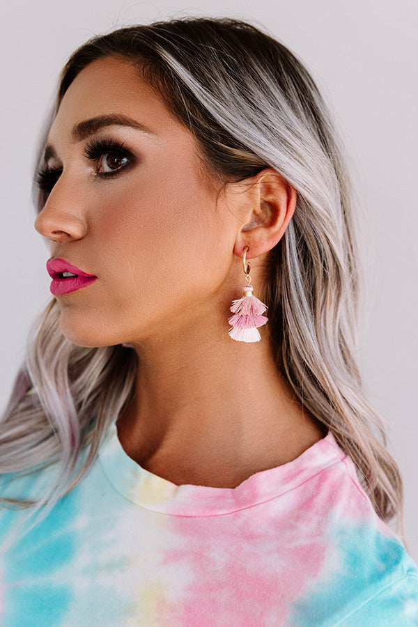 Total Toss Up Tassel Earrings In Blush