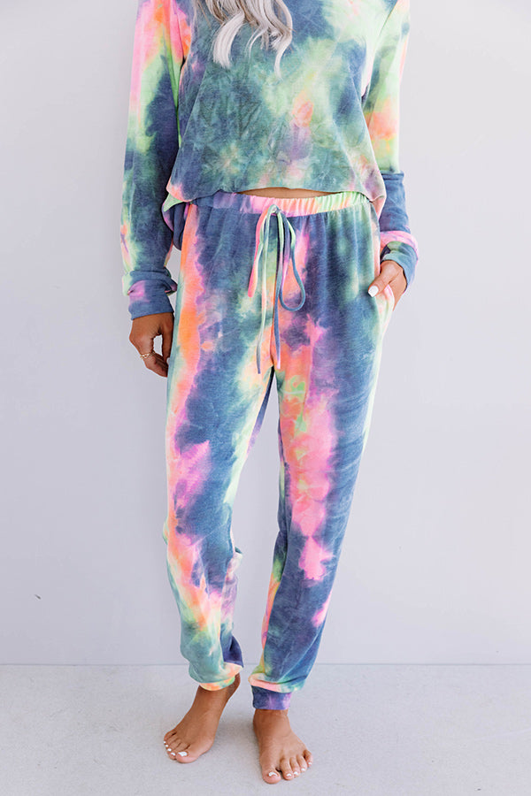 Snuggle Down Tie Dye Joggers In Navy