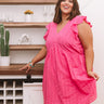 Bombay Babe Eyelet Babydoll Dress In Pink Curves Image - 1