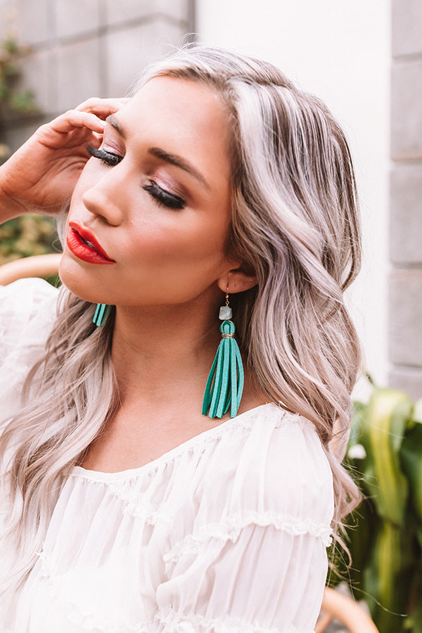 The Larimer Tassel Earrings in Seafoam