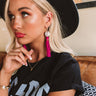 The Daphne Arabic Spotted Shell Earrings in Hibiscus Image - 1