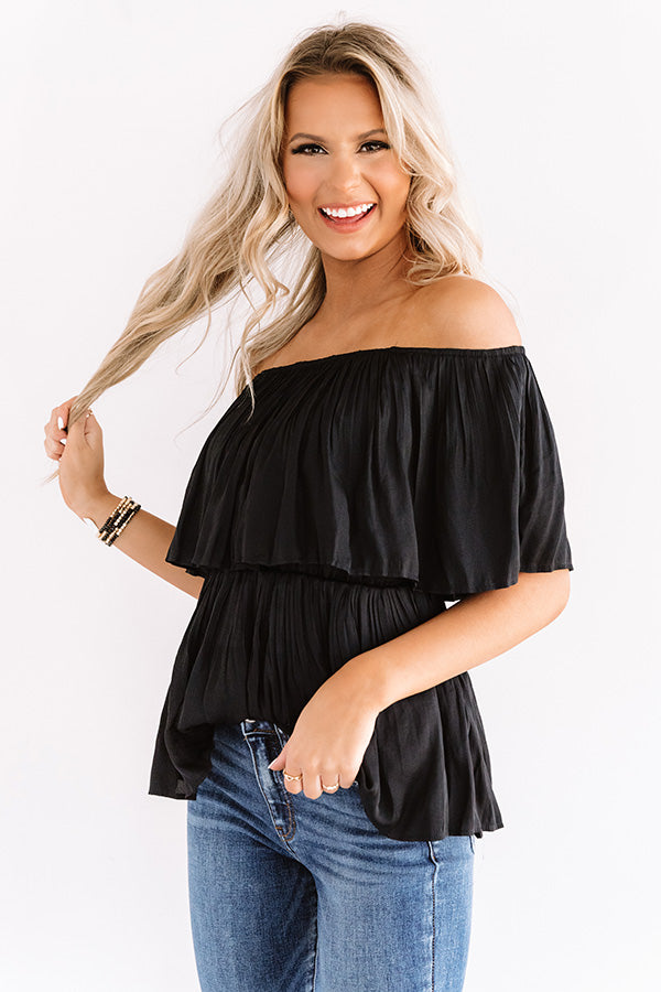 Under The Italian Sun Off Shoulder Top In Black