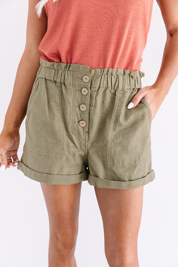 The Scout High Waist Shorts in Martini Olive