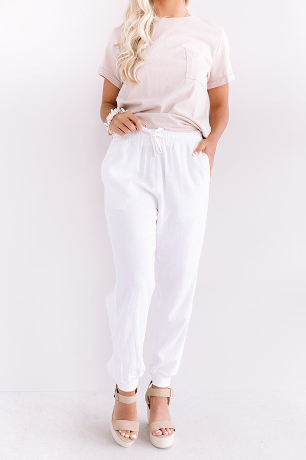 The Puesto High Waist Joggers In White Image - 1