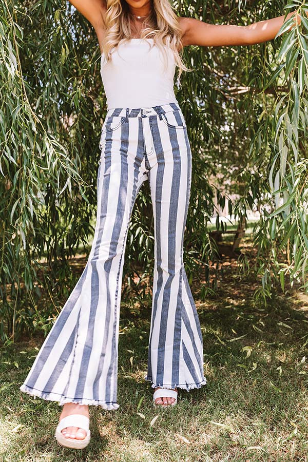 The Serina High Waist Flares In Navy