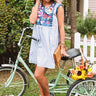 Wild Flower Embroidered Shift Dress In Navy Image - 1