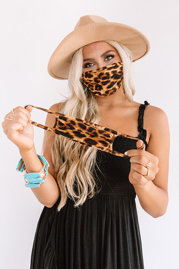 Solo Trip Cloth Face Mask in Brown Leopard Print