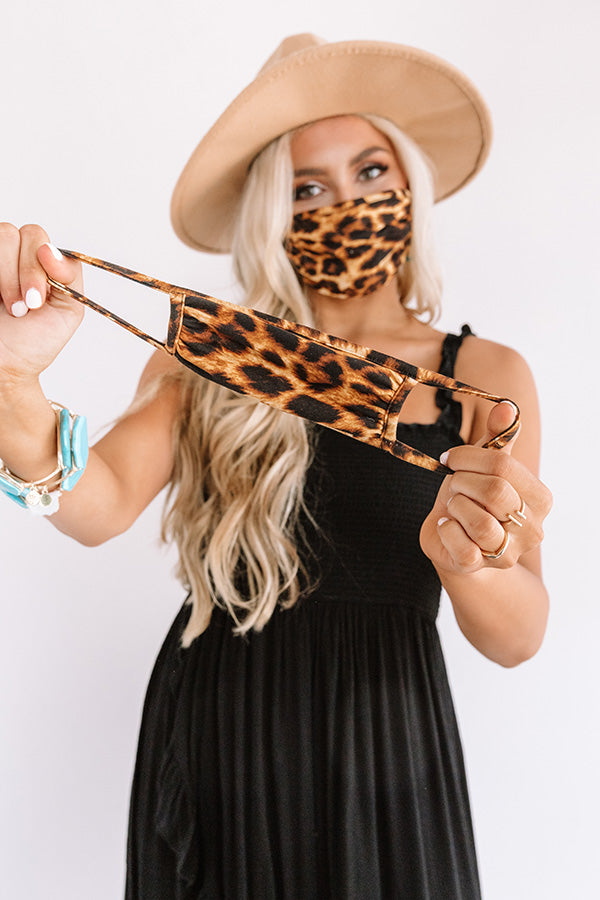 Solo Trip Children's Cloth Face Mask in Brown Leopard Print Image - 2