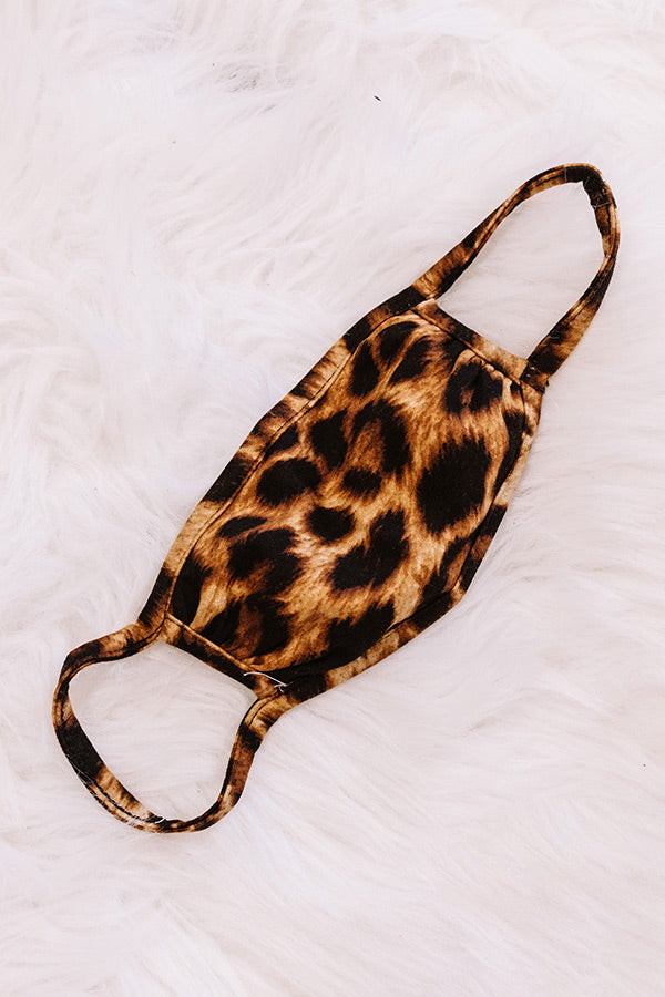 Solo Trip Children's Cloth Face Mask in Brown Leopard Print Image - 1