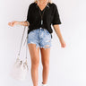 Pave The Way Waffle Knit Top in Black Image - 1